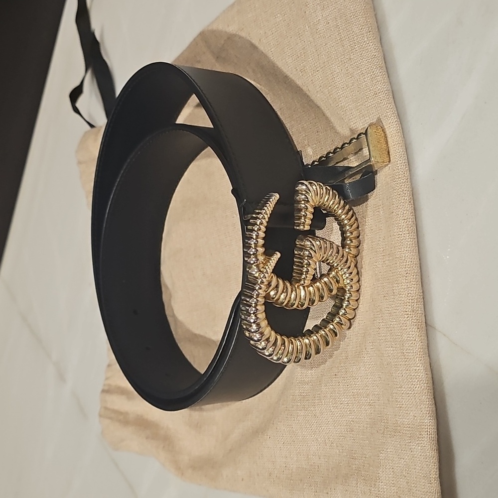 Authentic Gucci Belt - Moon Calfskin Torchon Double G